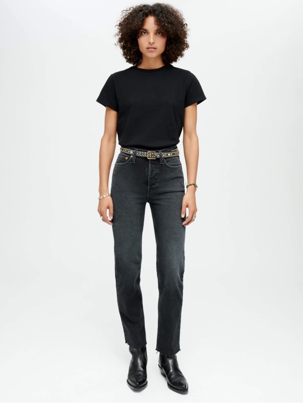 Re/Done Comfort Stretch High Rise Stove Pipe Slim Straight Denim Jean Women’s 28